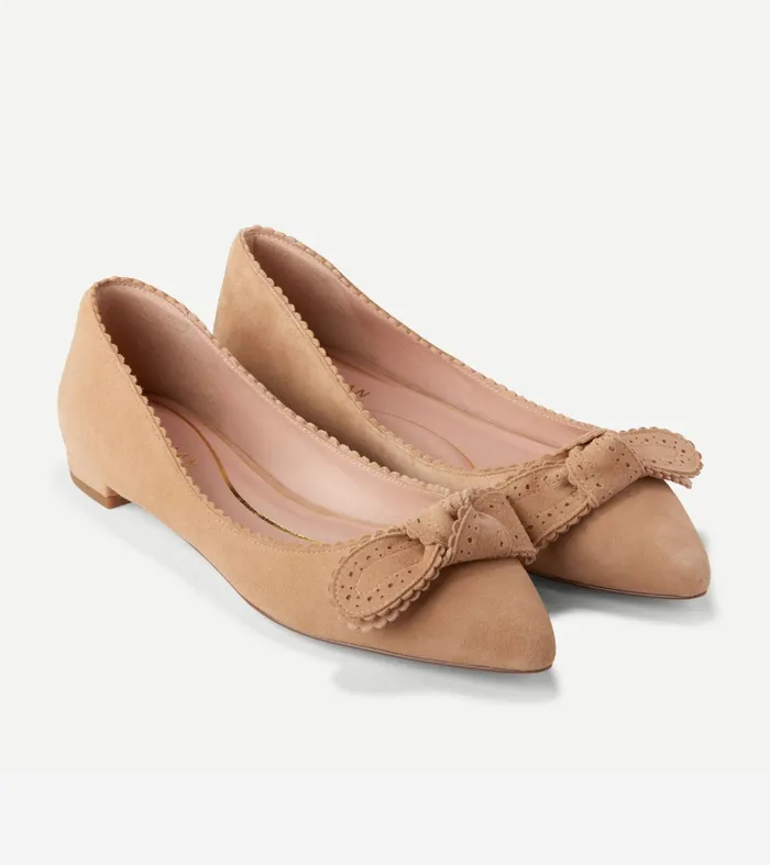 Women Bellport Bow Skimmer Flats Blush Tan Cole Haan Dress Shoes