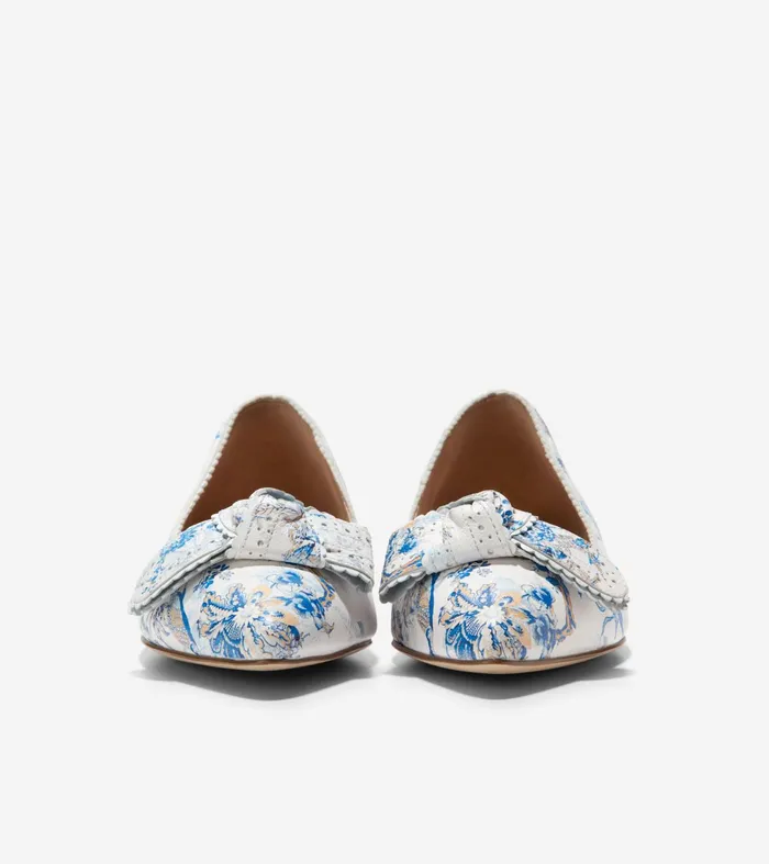 Women Bellport Bow Skimmer Flats Peacock Blue Print Cole Haan Flats and SlipOns