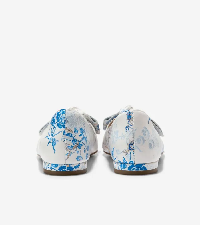 Women Bellport Bow Skimmer Flats Peacock Blue Print Cole Haan Flats and SlipOns