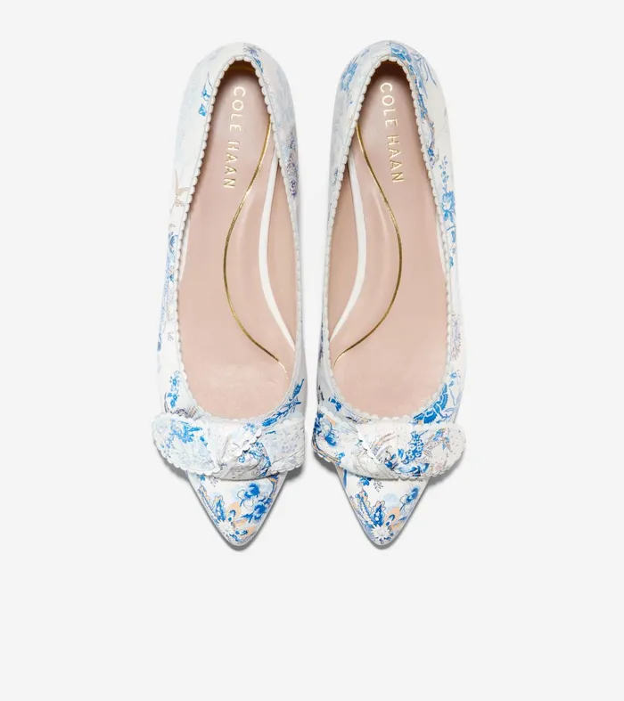 Women Bellport Bow Skimmer Flats Peacock Blue Print Cole Haan Flats and SlipOns