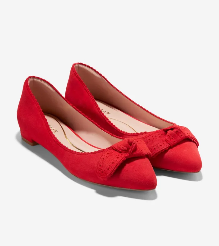 Women Bellport Bow Skimmer Flats True Red Cole Haan Dress Shoes