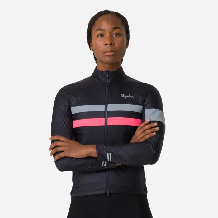 Women Brevet Insulated Jacket Blackblack Reflectivedark Navyhighvis Pinkwhitedeep Coffeesilver Rapha Jackets and Vests