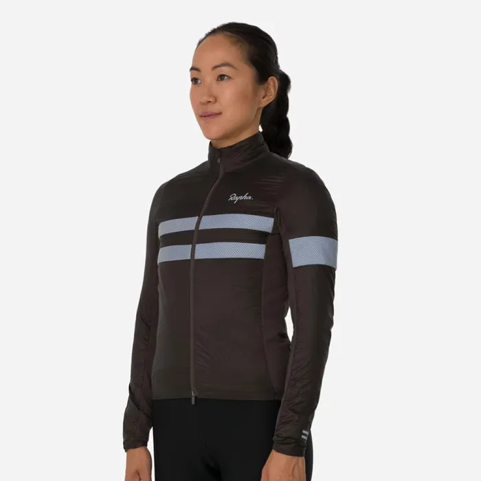 Women Brevet Insulated Jacket Blackblack Reflectivedark Navyhighvis Pinkwhitedeep Coffeesilver Rapha Jackets and Vests