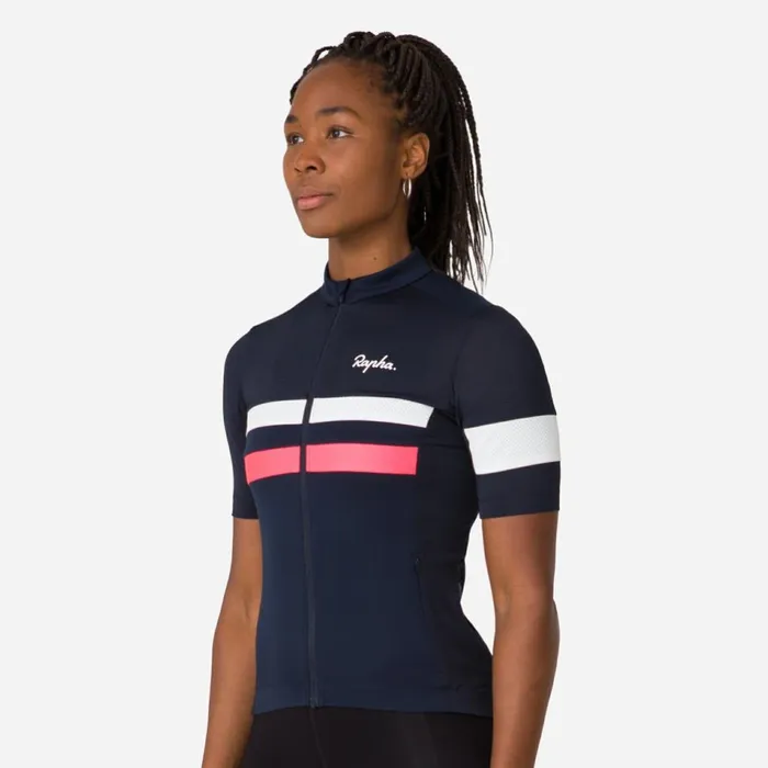 Women Brevet Lightweight Jersey Dark Navyhighvis Pinkwhiteultramarinedeep Indigodusted Lilacwhitegold Fluorescent Coral Rapha Archive