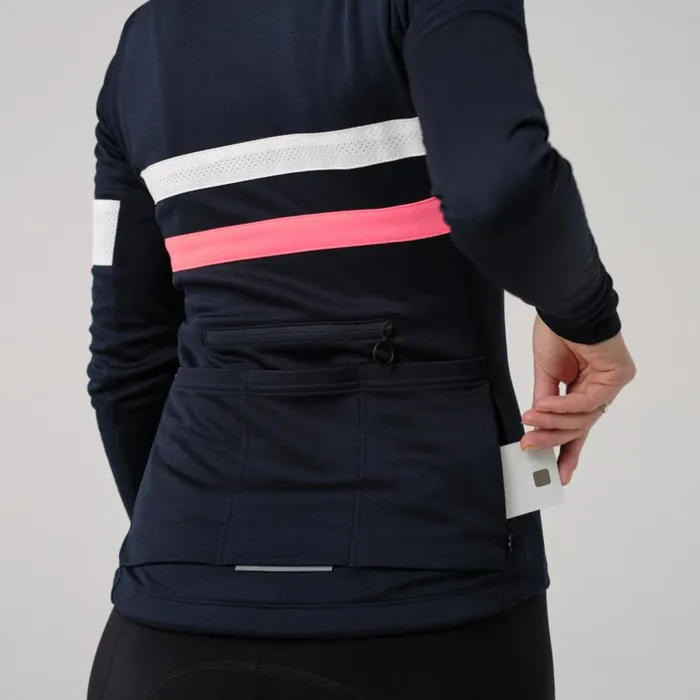 Women Brevet Long Sleeve Jersey Kalamata White Alyssumdark Navyhivis Pinkblackwhitedark Reddark Redmushroom Silverdark Khakiwhite Rapha Jerseys