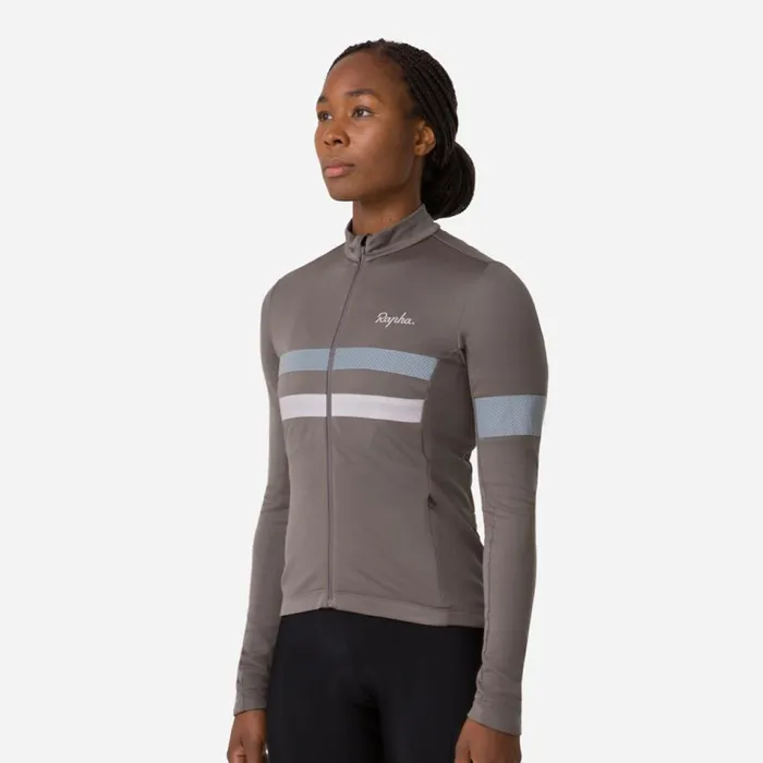 Women Brevet Long Sleeve Jersey Kalamata White Alyssumdark Navyhivis Pinkblackwhitedark Reddark Redmushroom Silverdark Khakiwhite Rapha Jerseys
