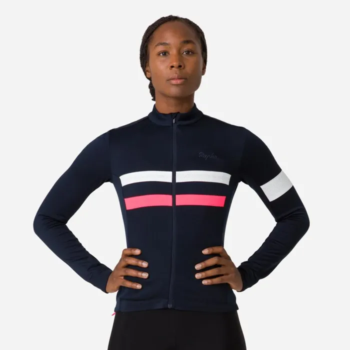 Women Brevet Long Sleeve Jersey Kalamata White Alyssumdark Navyhivis Pinkblackwhitedark Reddark Redmushroom Silverdark Khakiwhite Rapha Jerseys