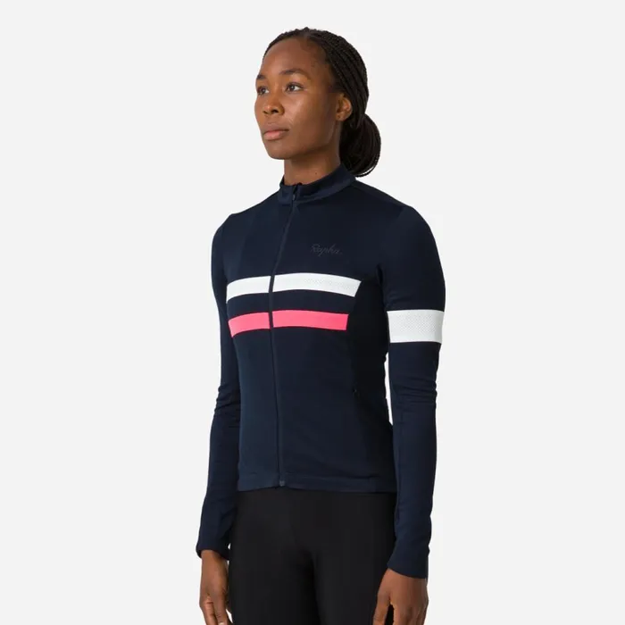 Women Brevet Long Sleeve Jersey Kalamata White Alyssumdark Navyhivis Pinkblackwhitedark Reddark Redmushroom Silverdark Khakiwhite Rapha Jerseys