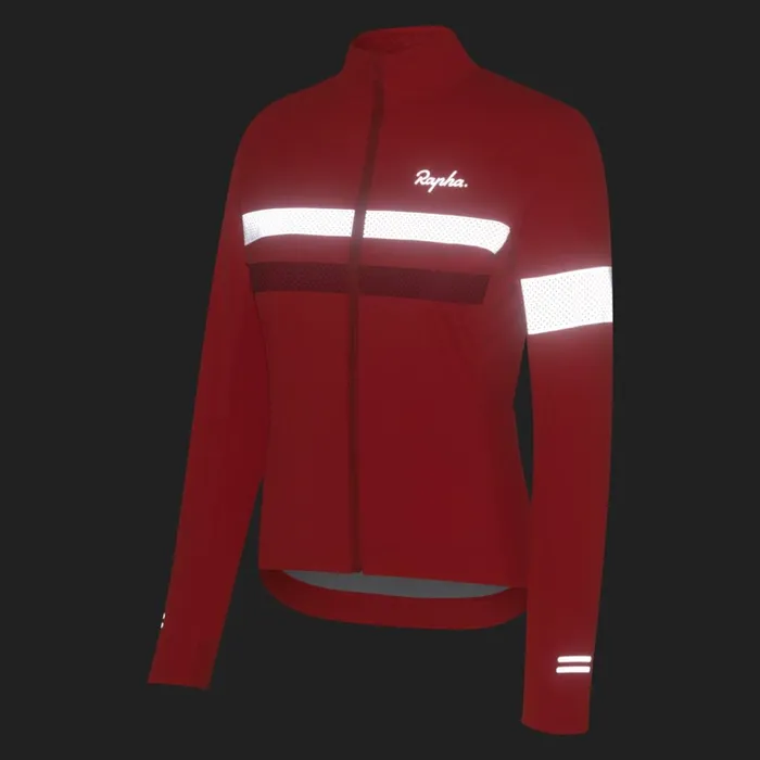 Women Brevet Long Sleeve Windstopper Jersey Blackblack Reflectivenavyhivis Pinktansilver Reflectivereddark Red Rapha Jerseys