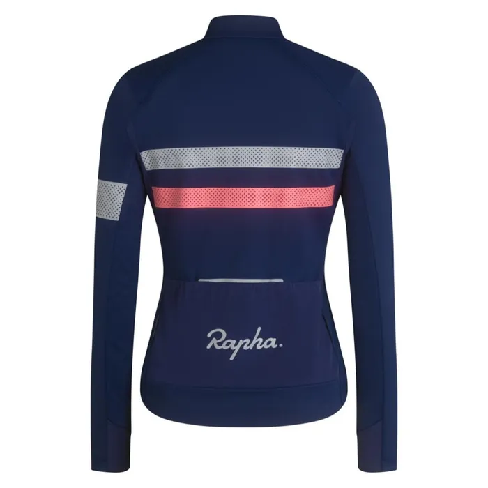 Women Brevet Long Sleeve Windstopper Jersey Blackblack Reflectivenavyhivis Pinktansilver Reflectivereddark Red Rapha Jerseys