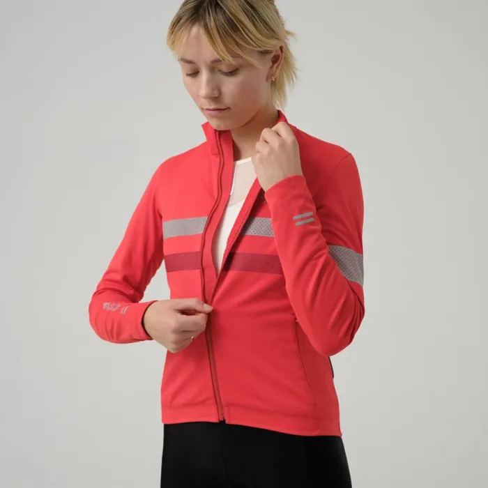 Women Brevet Long Sleeve Windstopper Jersey Blackblack Reflectivenavyhivis Pinktansilver Reflectivereddark Red Rapha Jerseys
