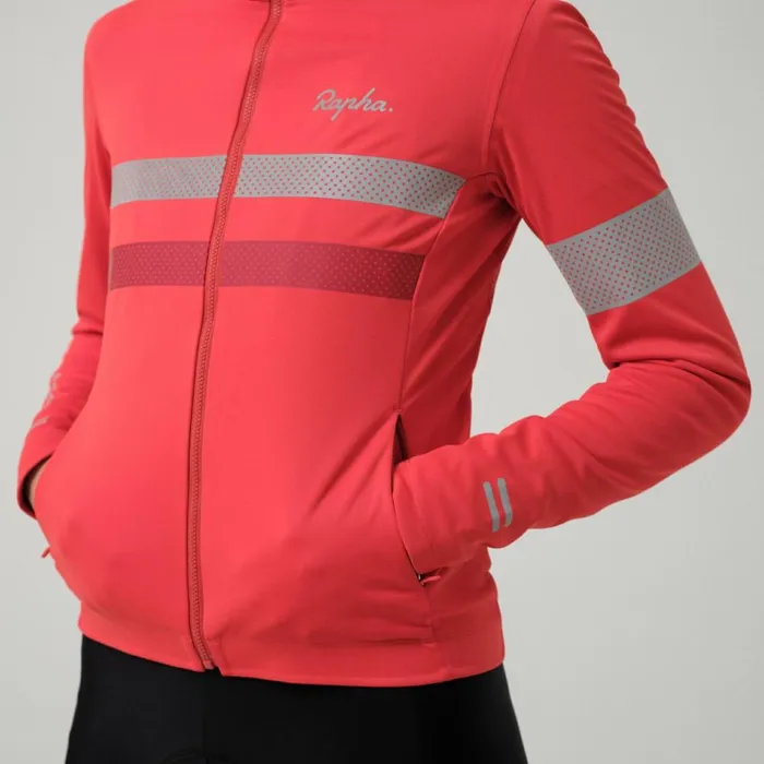 Women Brevet Long Sleeve Windstopper Jersey Blackblack Reflectivenavyhivis Pinktansilver Reflectivereddark Red Rapha Jerseys