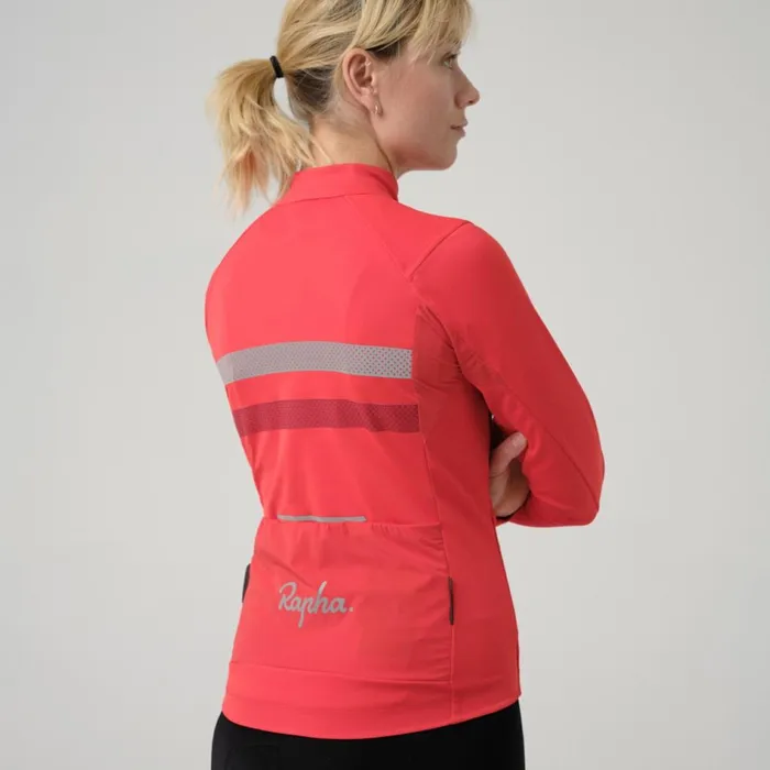 Women Brevet Long Sleeve Windstopper Jersey Blackblack Reflectivenavyhivis Pinktansilver Reflectivereddark Red Rapha Jerseys
