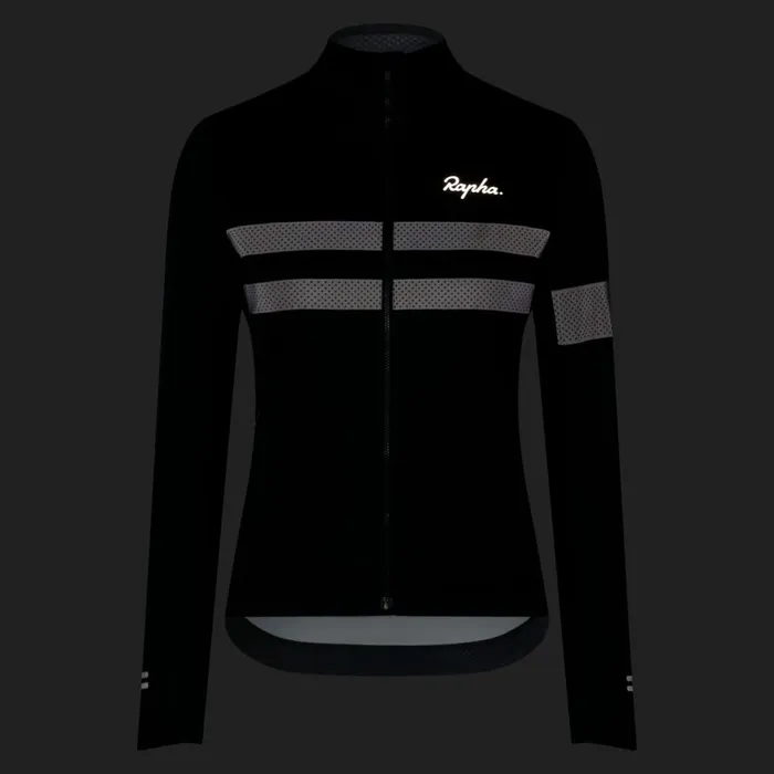 Women Brevet Long Sleeve Windstopper Jersey Blackblack Reflectivenavyhivis Pinktansilver Reflectivereddark Red Rapha Jerseys