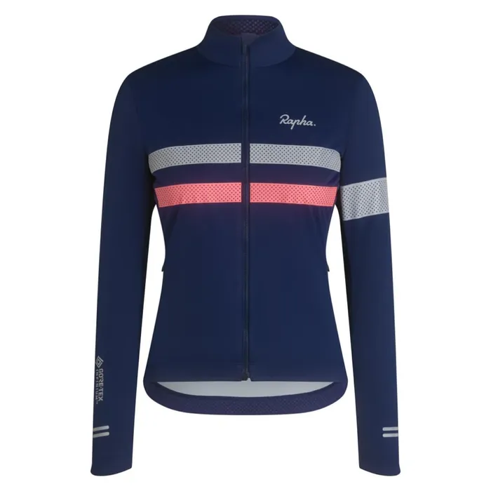 Women Brevet Long Sleeve Windstopper Jersey Blackblack Reflectivenavyhivis Pinktansilver Reflectivereddark Red Rapha Jerseys