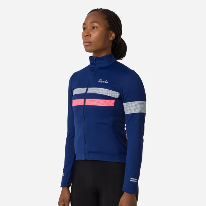 Women Brevet Long Sleeve Windstopper Jersey Blackblack Reflectivenavyhivis Pinktansilver Reflectivereddark Red Rapha Jerseys