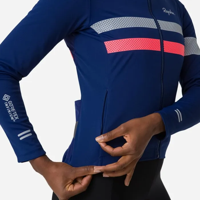 Women Brevet Long Sleeve Windstopper Jersey Blackblack Reflectivenavyhivis Pinktansilver Reflectivereddark Red Rapha Jerseys