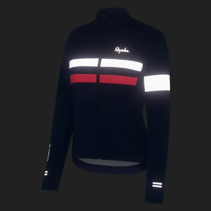 Women Brevet Long Sleeve Windstopper Jersey Blackblack Reflectivenavyhivis Pinktansilver Reflectivereddark Red Rapha Jerseys