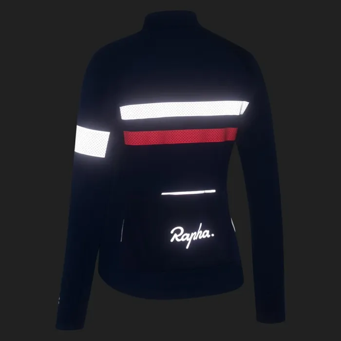Women Brevet Long Sleeve Windstopper Jersey Blackblack Reflectivenavyhivis Pinktansilver Reflectivereddark Red Rapha Jerseys