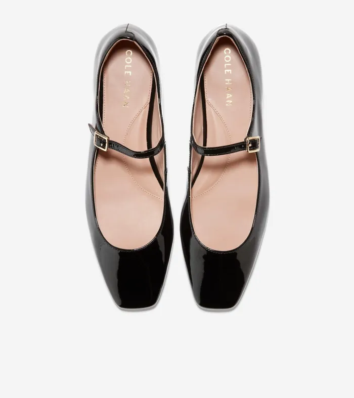 Women Bridge MaryJane Ballet Flats Black Patent Cole Haan Flats and SlipOns