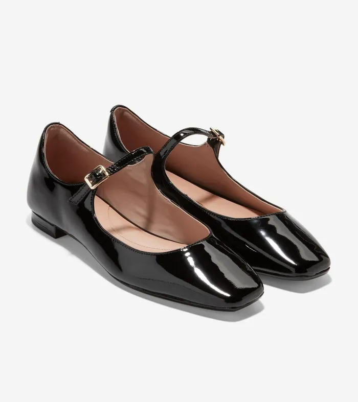 Women Bridge MaryJane Ballet Flats Black Patent Cole Haan Flats and SlipOns