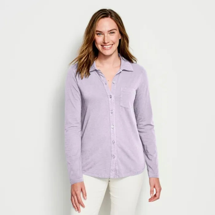 Women Canyon ButtonFront Tee Purple Fog Orvis Shirts