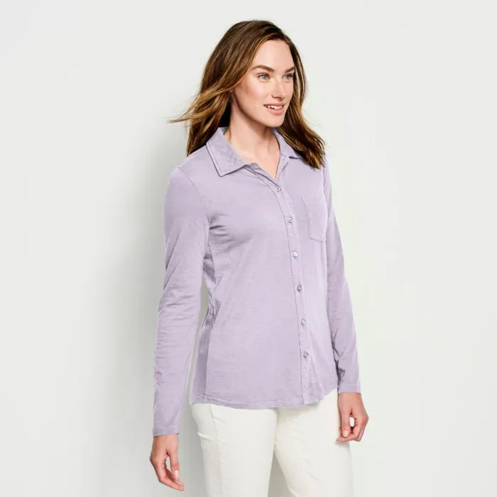 Women Canyon ButtonFront Tee Purple Fog Orvis Shirts