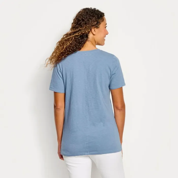 Women Canyon GarmentDyed VNeck ShortSleeved Tee Dusty Blue Orvis Shirts