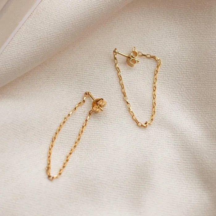 Women Chain Earrings Daisy London Jewellery Este Lalonde Box Chain Earrings 18ct Gold Plate