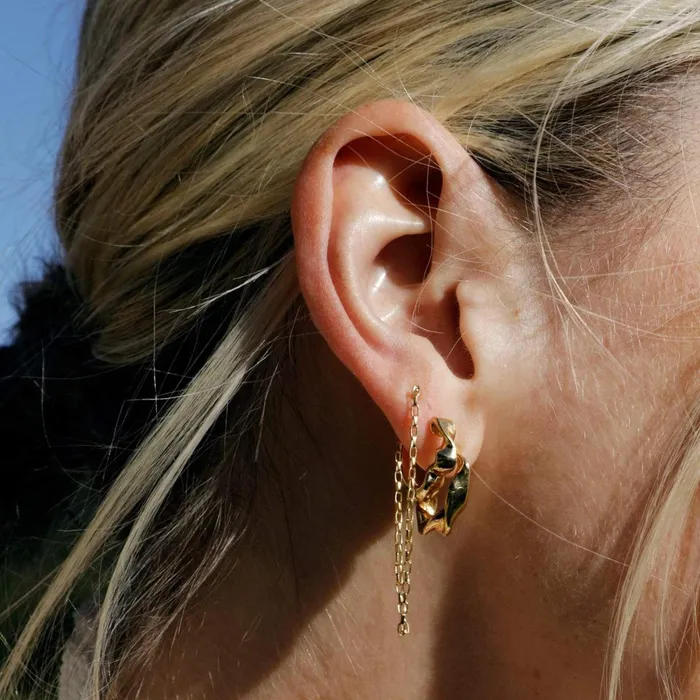 Women Chain Earrings Daisy London Jewellery Este Lalonde Box Chain Earrings 18ct Gold Plate
