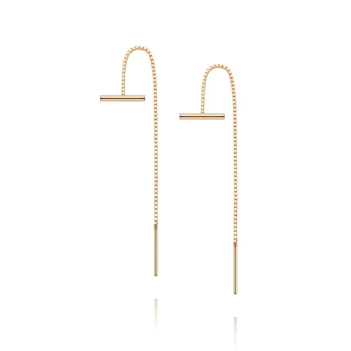 Women Chain Earrings Daisy London Jewellery Este Lalonde T Bar Box Chain Earrings 18ct Gold Plate Women Chain Earrings Daisy London Jewellery Este Lalonde T Bar Box Chain Earrings 18ct Gold Plate