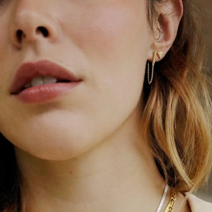 Women Chain Earrings Daisy London Jewellery Stacked Rope And Chain Drop Earrings 18Ct Gold Plate