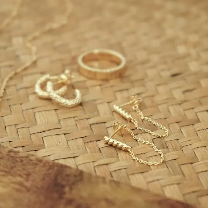 Women Chain Earrings Daisy London Jewellery Stacked Rope And Chain Drop Earrings 18Ct Gold Plate