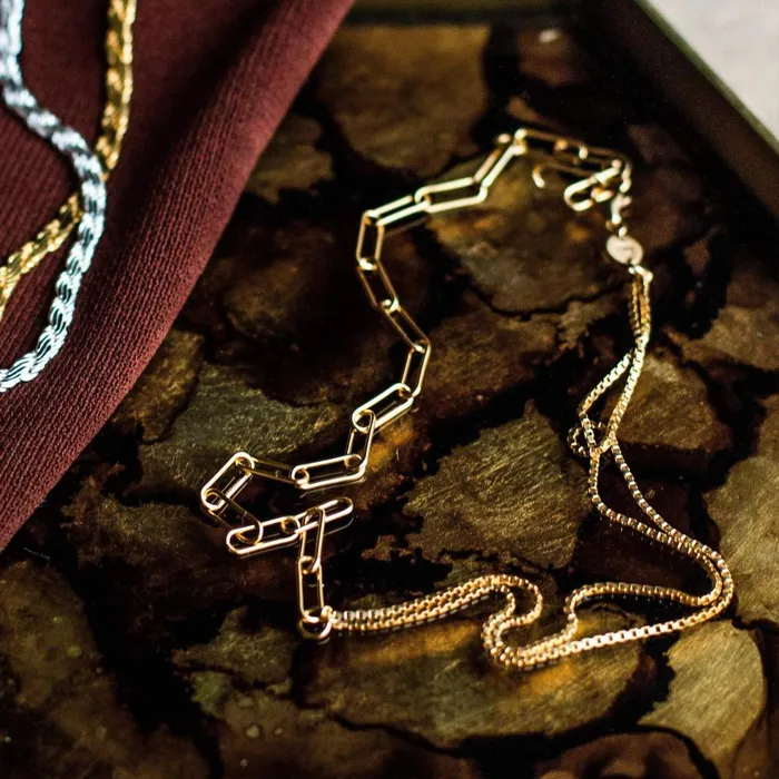 Women Chain Necklaces Daisy London Jewellery Este Lalonde Duality Chain Necklace 18ct Gold Plate