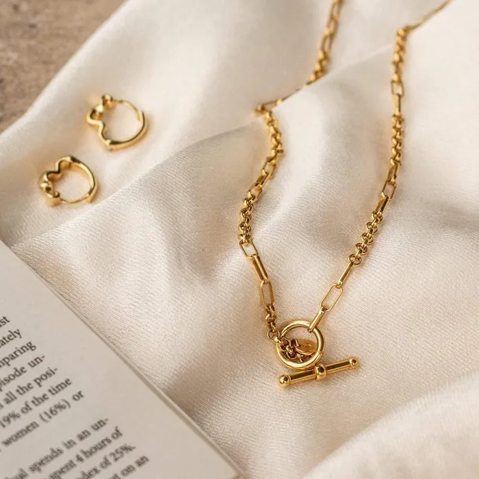 Women Chain Necklaces Daisy London Jewellery Este Lalonde Interlock Chain Necklace 18ct Gold Plate
