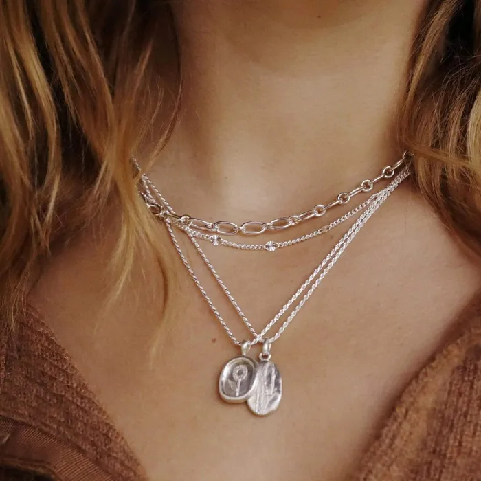 Women Chain Necklaces Daisy London Jewellery Stacked Linked Chain Necklace Sterling Silver