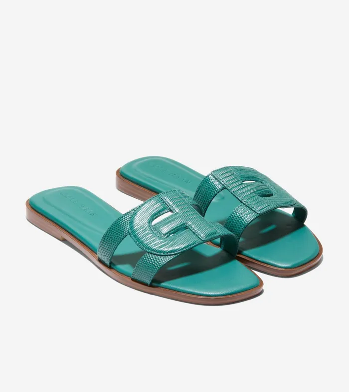 Women Chrisee Slide Sandals Green Lizard Print Cole Haan Sandals
