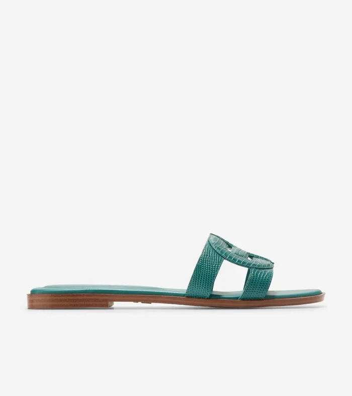 Women Chrisee Slide Sandals Green Lizard Print Cole Haan Sandals