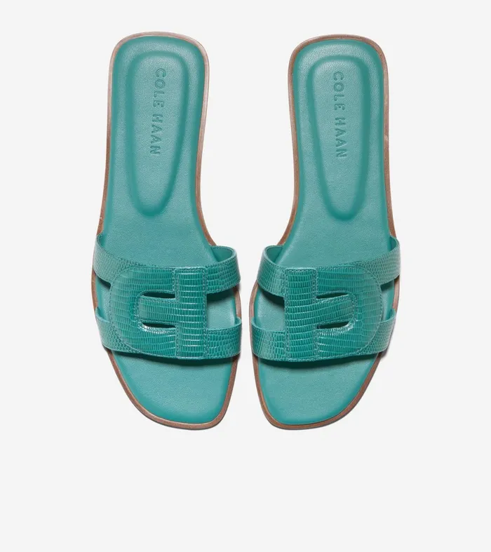 Women Chrisee Slide Sandals Green Lizard Print Cole Haan Sandals