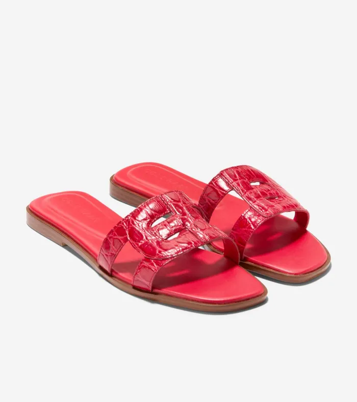 Women Chrisee Slide Sandals True Red Croc Print Cole Haan Sandals