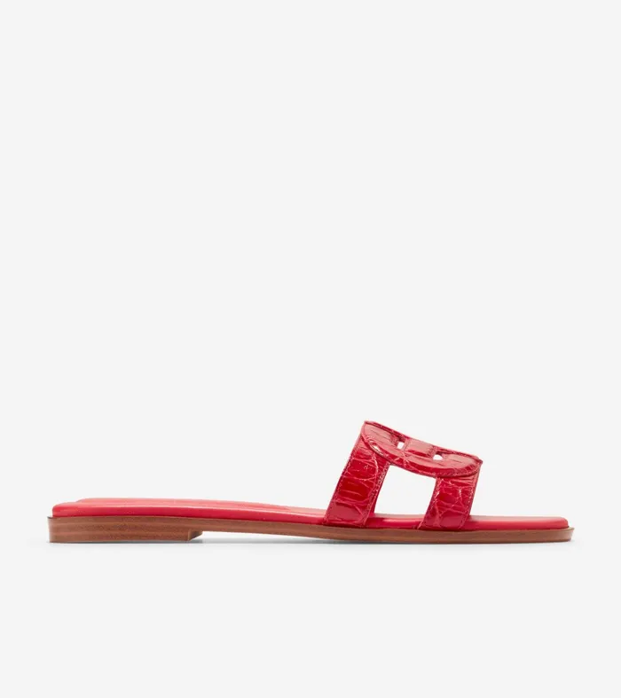 Women Chrisee Slide Sandals True Red Croc Print Cole Haan Sandals