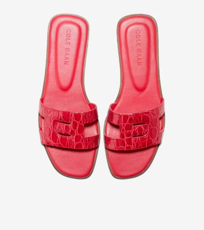 Women Chrisee Slide Sandals True Red Croc Print Cole Haan Sandals