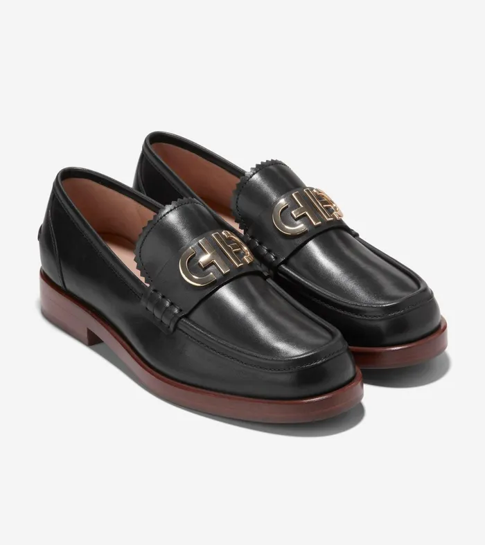 Women Christyn Penny Loafers Blackgold Cole Haan Loafers and Drivers