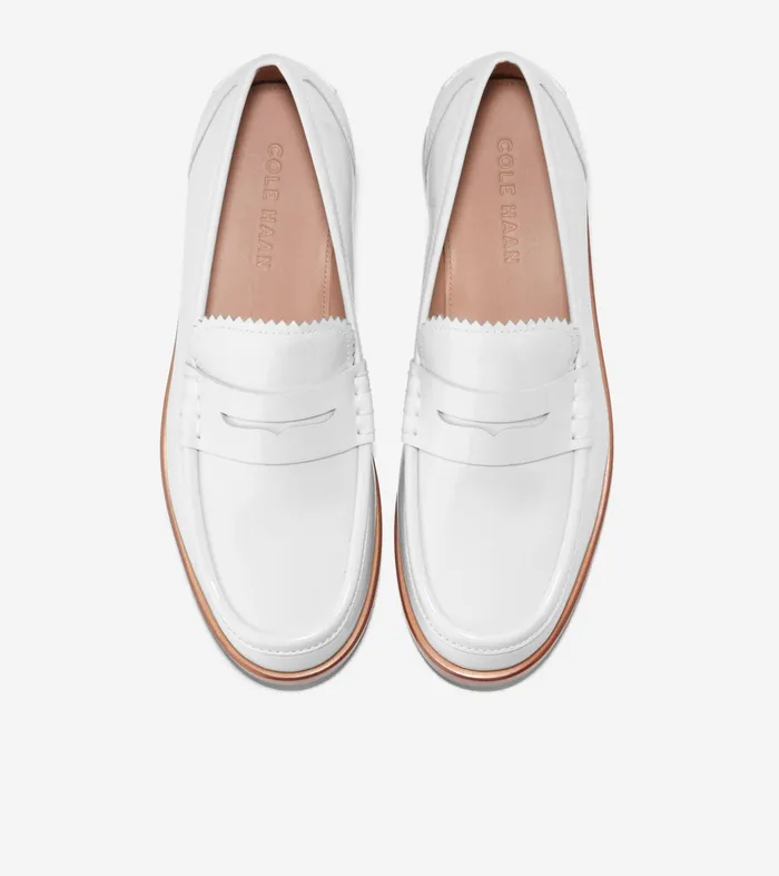 Women Christyn Penny Loafers White Patent Cole Haan Loafers and Drivers
