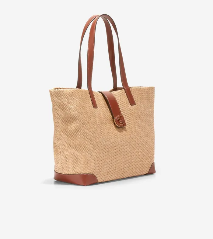 Women Classic Straw Tote Bag Tan Cole Haan Tote Bags