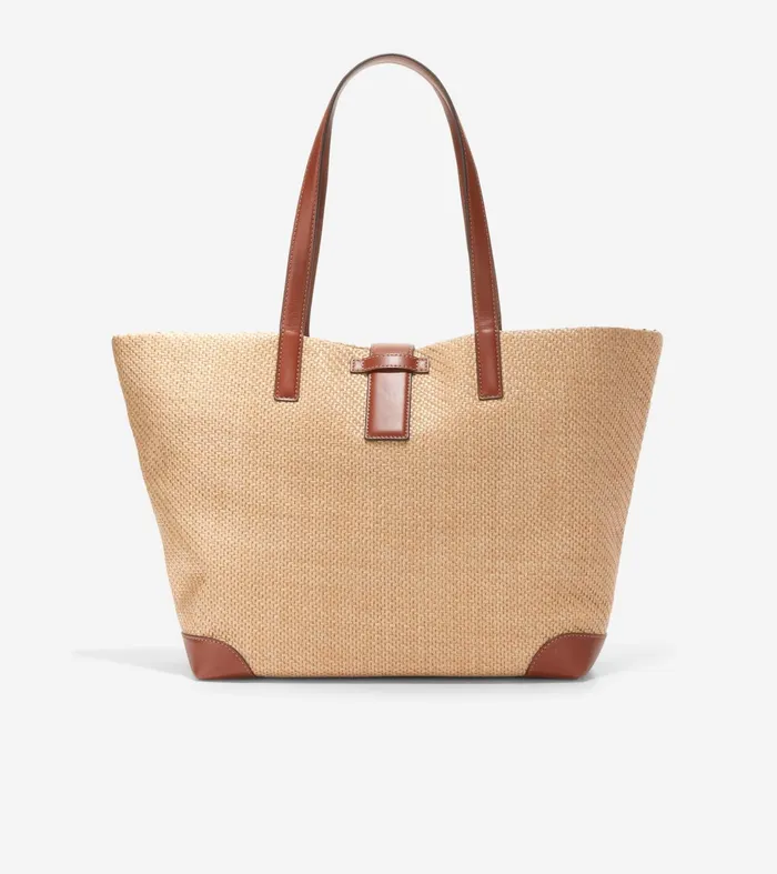 Women Classic Straw Tote Bag Tan Cole Haan Tote Bags