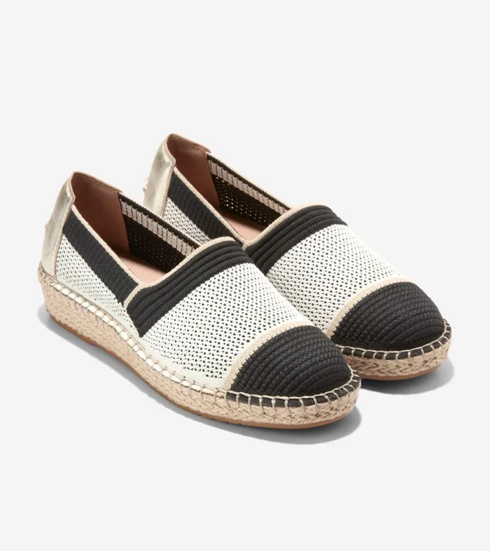 Women Cloudfeel Espadrille II SlipOn Loafers Ivory Stitchliteandtradesoft Gold Cole Haan Loafers and Drivers