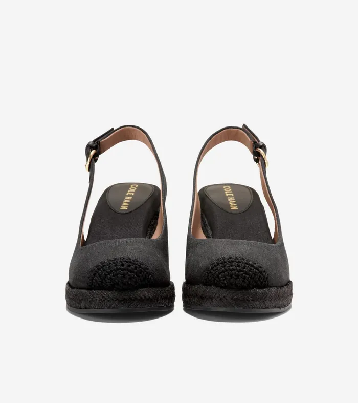 Women Cloudfeel Espadrille Sling Back Wedges Black Cole Haan Heels and Pumps