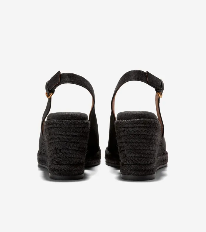 Women Cloudfeel Espadrille Sling Back Wedges Black Cole Haan Heels and Pumps