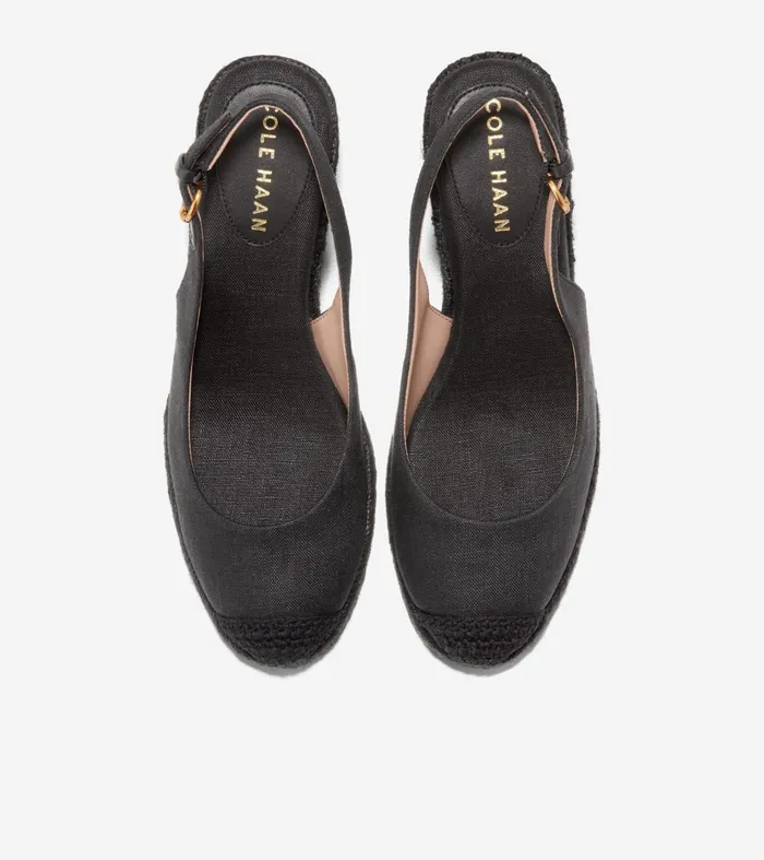 Women Cloudfeel Espadrille Sling Back Wedges Black Cole Haan Heels and Pumps